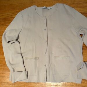 Classic Pearl-Button Cream Cardigan